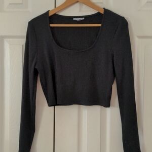 Like NEW Cropped ribbed long sleeve crew sweater BAR III size XL dance ballet